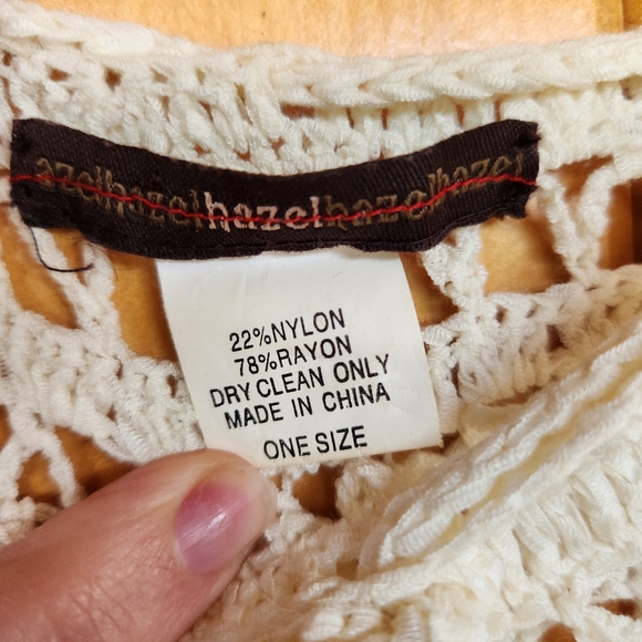 Vintage HAZEL Shawl Ivory Boho Knitted Tassel, OS - Picture 4 of 5